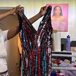 Dress the Population Multicolor Sequin Jumpsuit